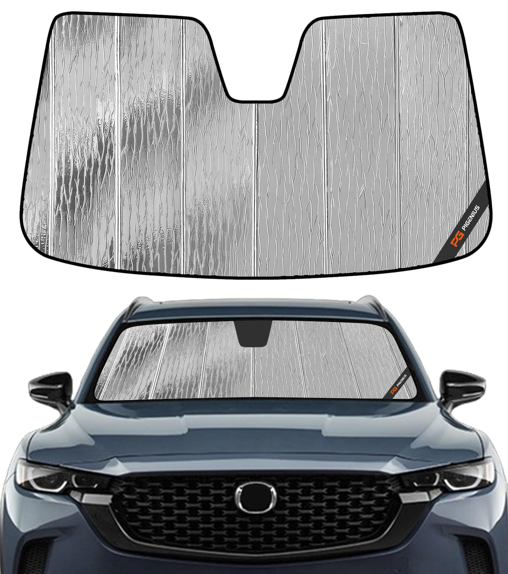 Pigenius AstraGuard front window sunshade blocks sun glare and heat for Mazda CX-50.