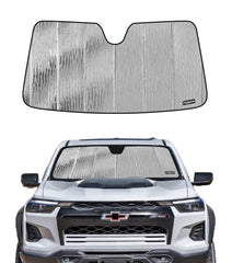 Pigenius windshield sunshade, front-accordion design, keeps the interior cool and secure.