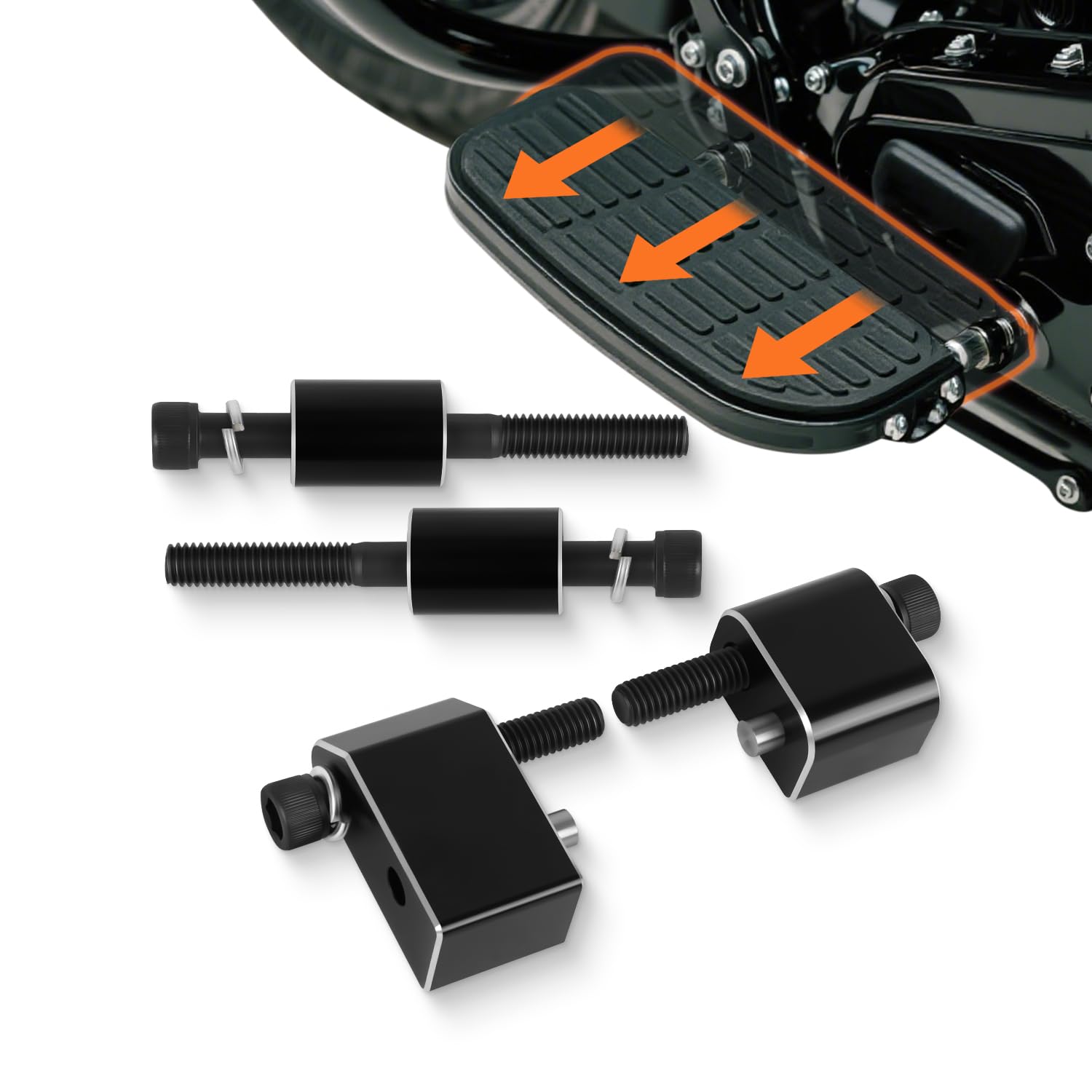 PIKPOP driver floorboard extension on Harley Touring increases foot space for comfort.