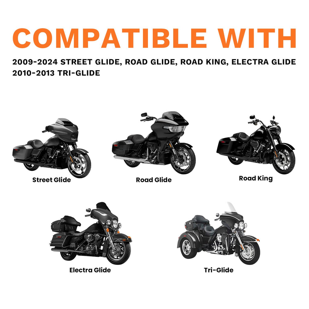 PIKPOP driver floorboard extension for Tri Glide offers easier long rides.