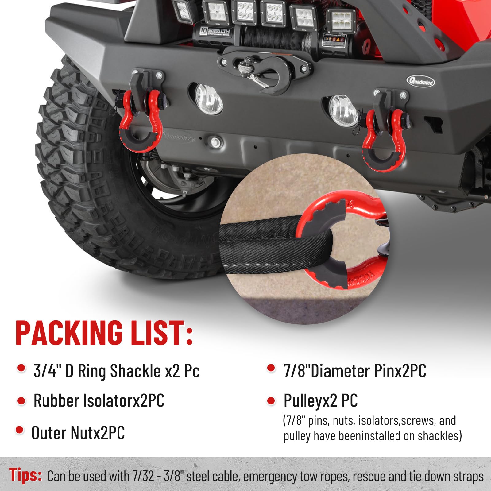Pilida isolators and washers reduce noise and protect tow ropes.