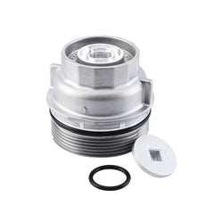 Pilida oil filter housing cap assembly in aluminum finish for Toyota compatibility and durability.