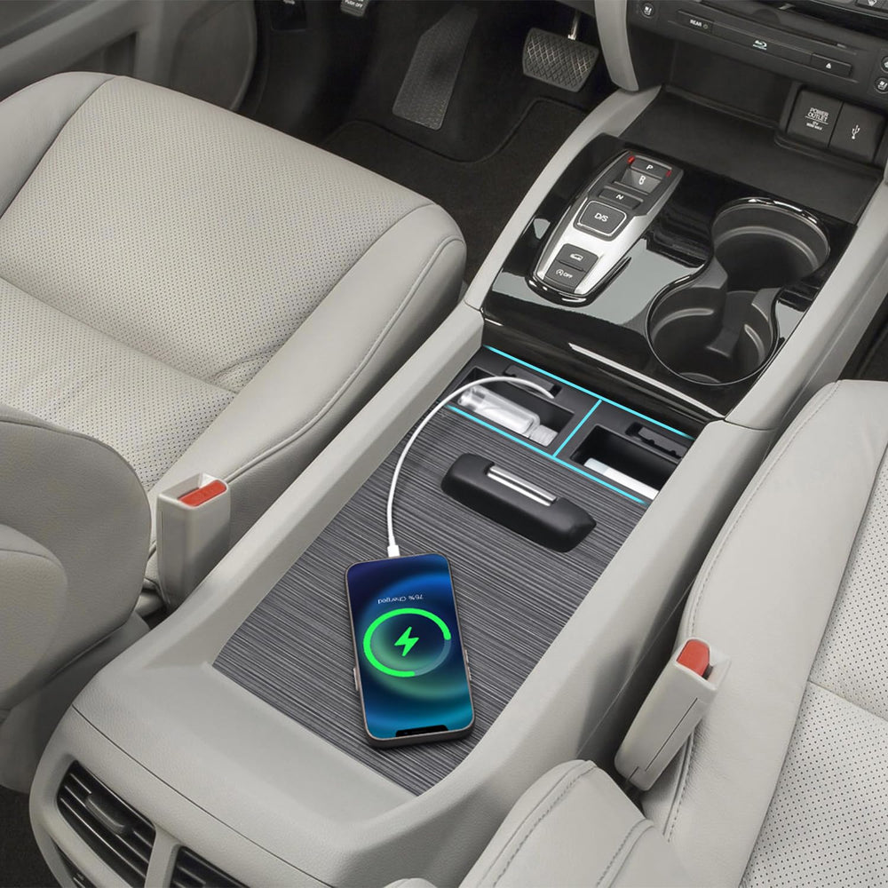 PIMCAR center console adapter inside Honda Pilot cabin, clean cable management.