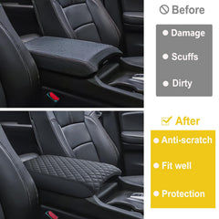 PIMCAR center console cover on Honda Pilot close-up of microfiber texture and soft touch.