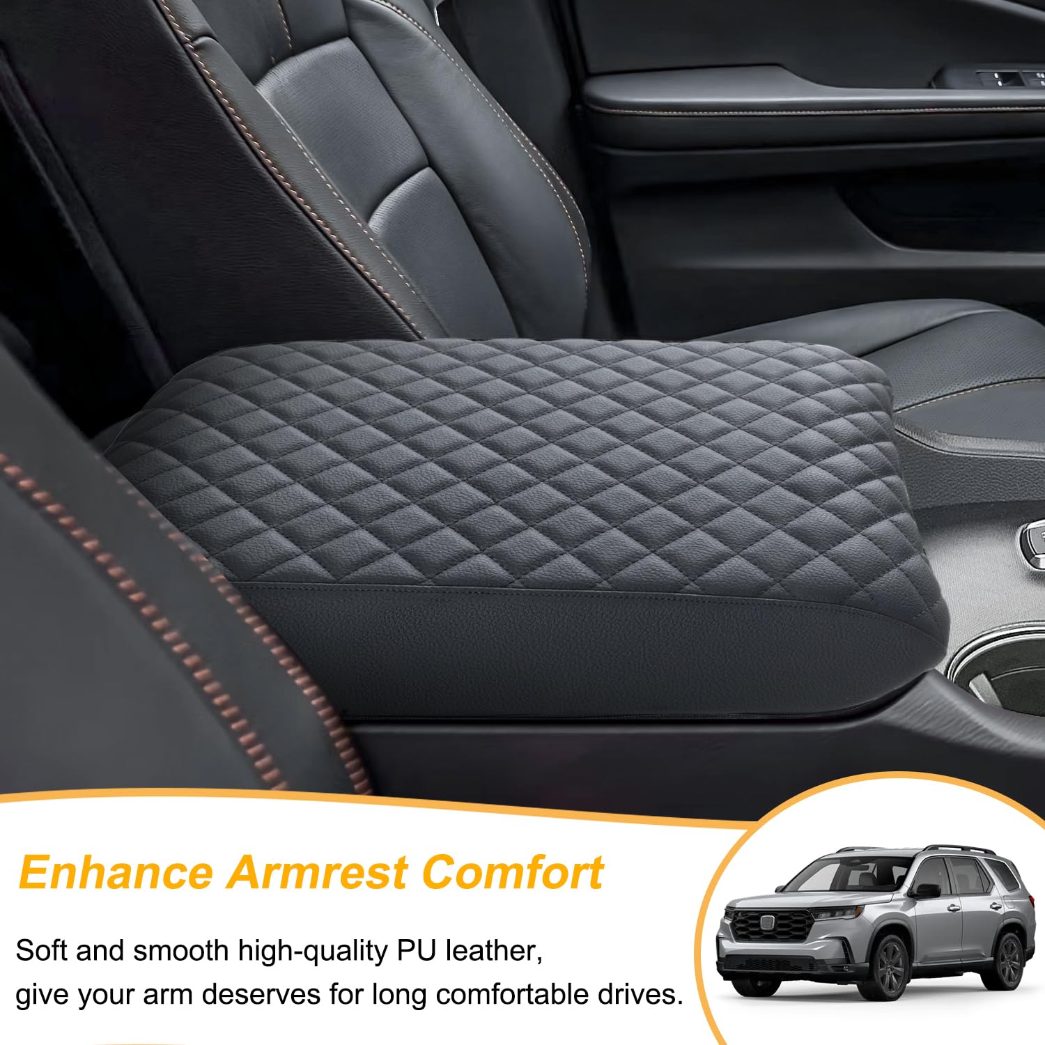 PIMCAR center console cover installation with elastic bands under lid.