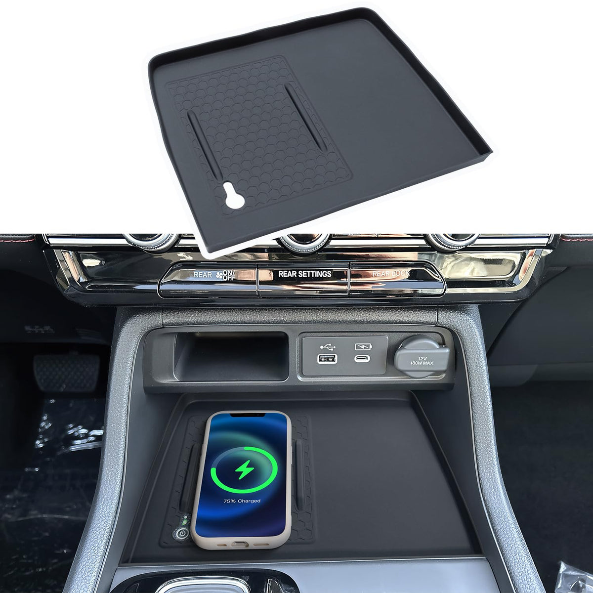 PIMCAR center console mat for Honda Pilot; protects surfaces and reduces scratches.