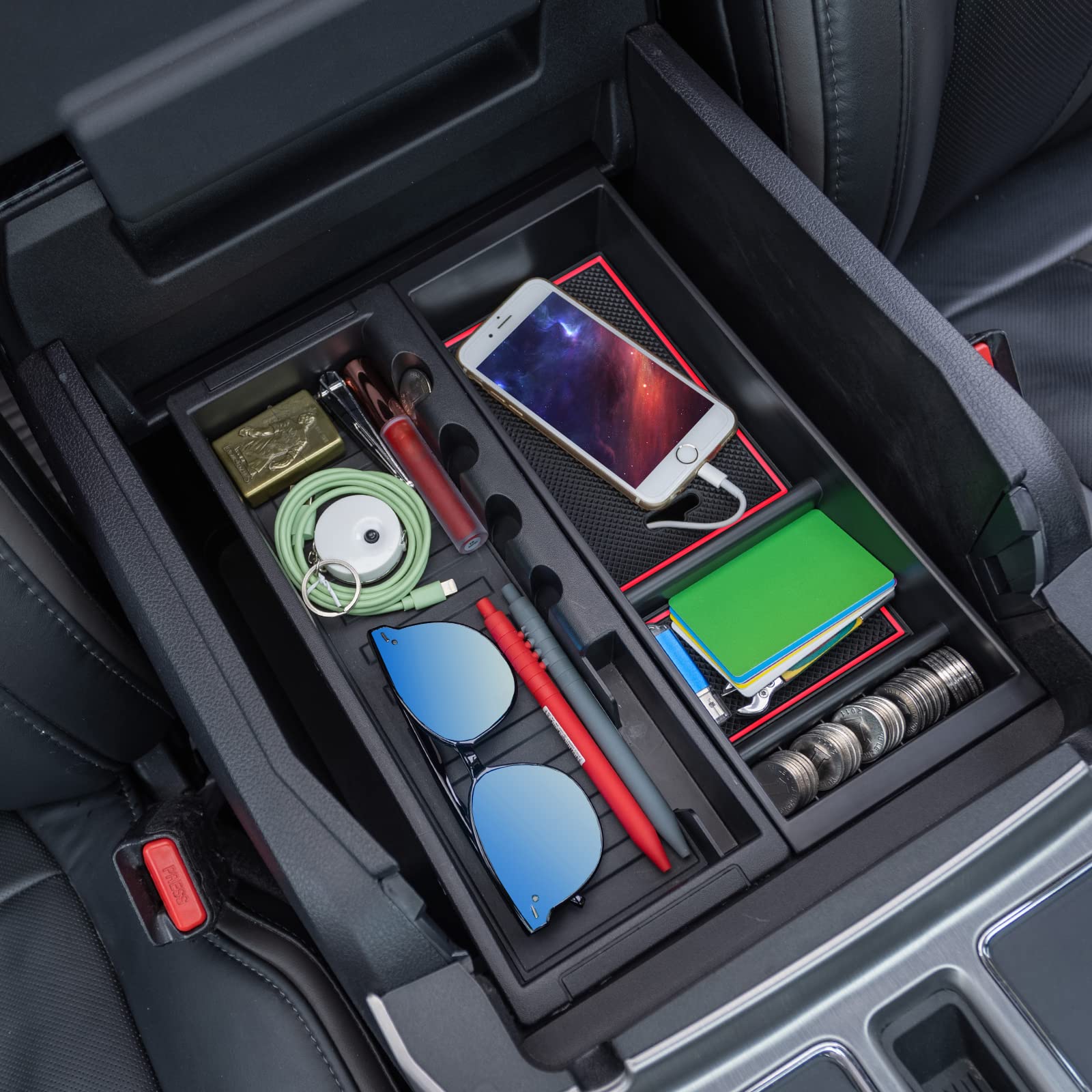 PIMCAR tray with non-slip rubber pads prevents rattling on the road