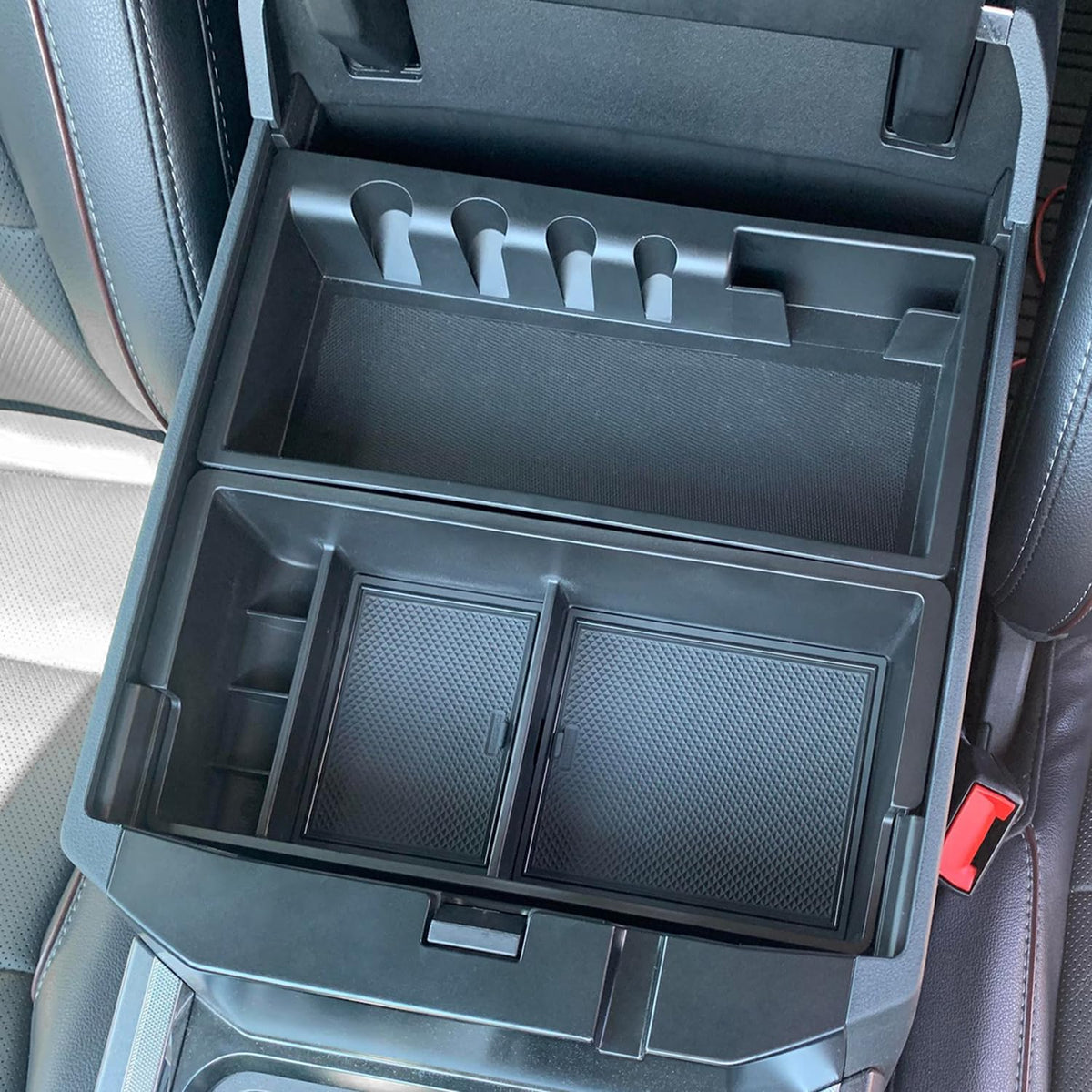 PIMCAR center-console organizer overview for Ford F-Series improves cabin organization.
