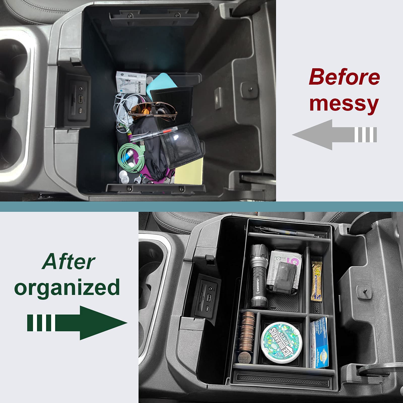 PIMCAR scratch-resistant center console tray maintains a clean appearance