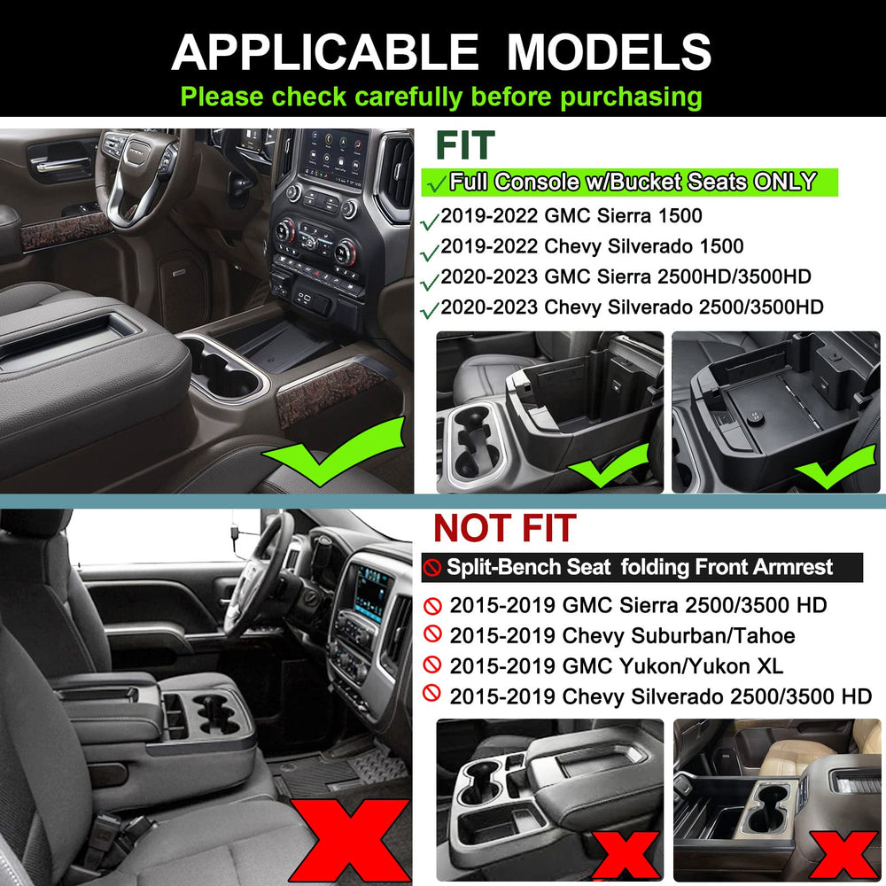 PIMCAR center console organizer for Sierra with bucket-tray adds quick-access compartments