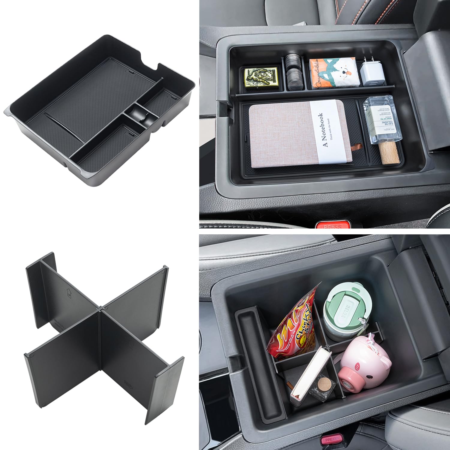 PIMCAR center-console tray shows precise fit and easy access to essentials.