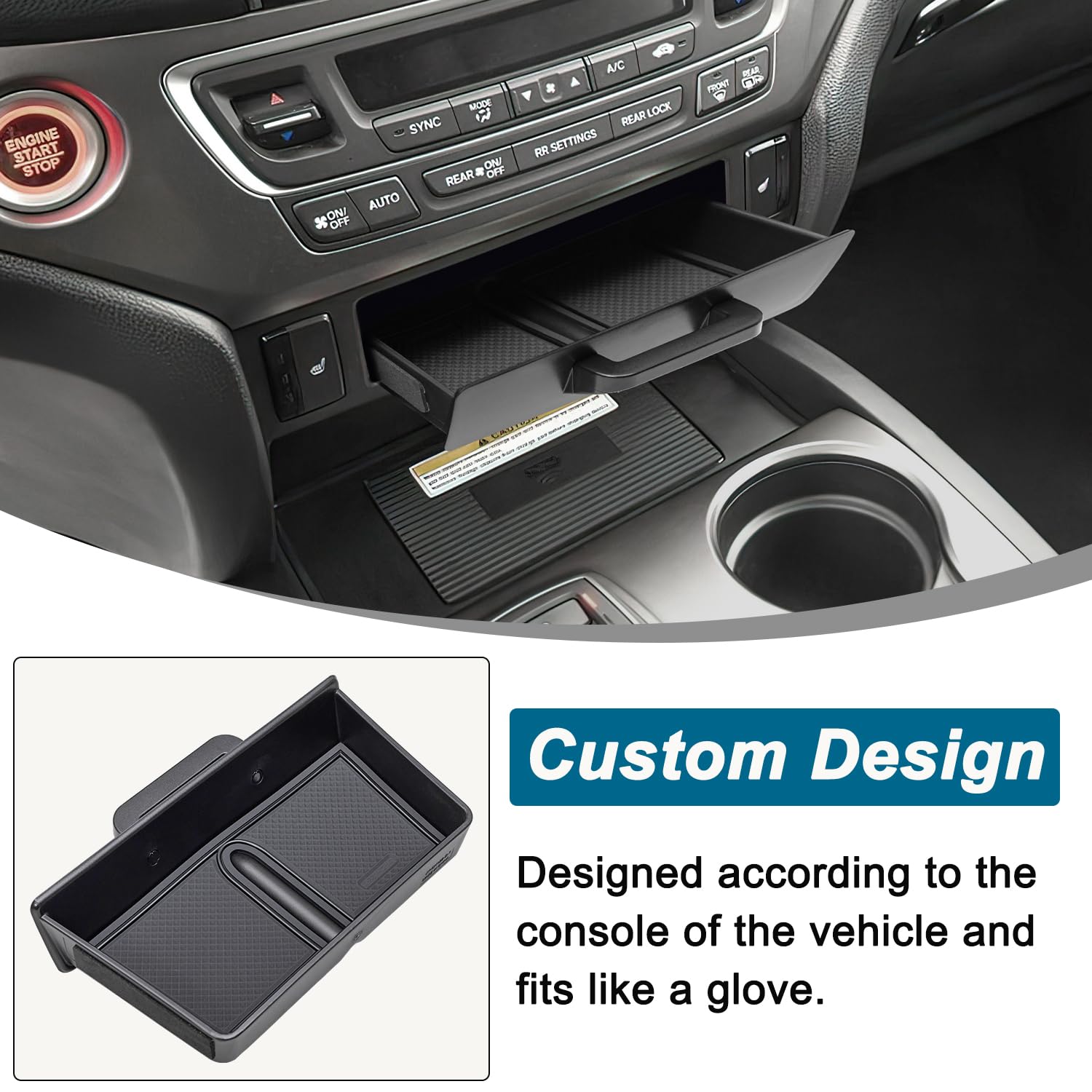 PIMCAR drawer-style tray offers quick access and reduced dashboard clutter.