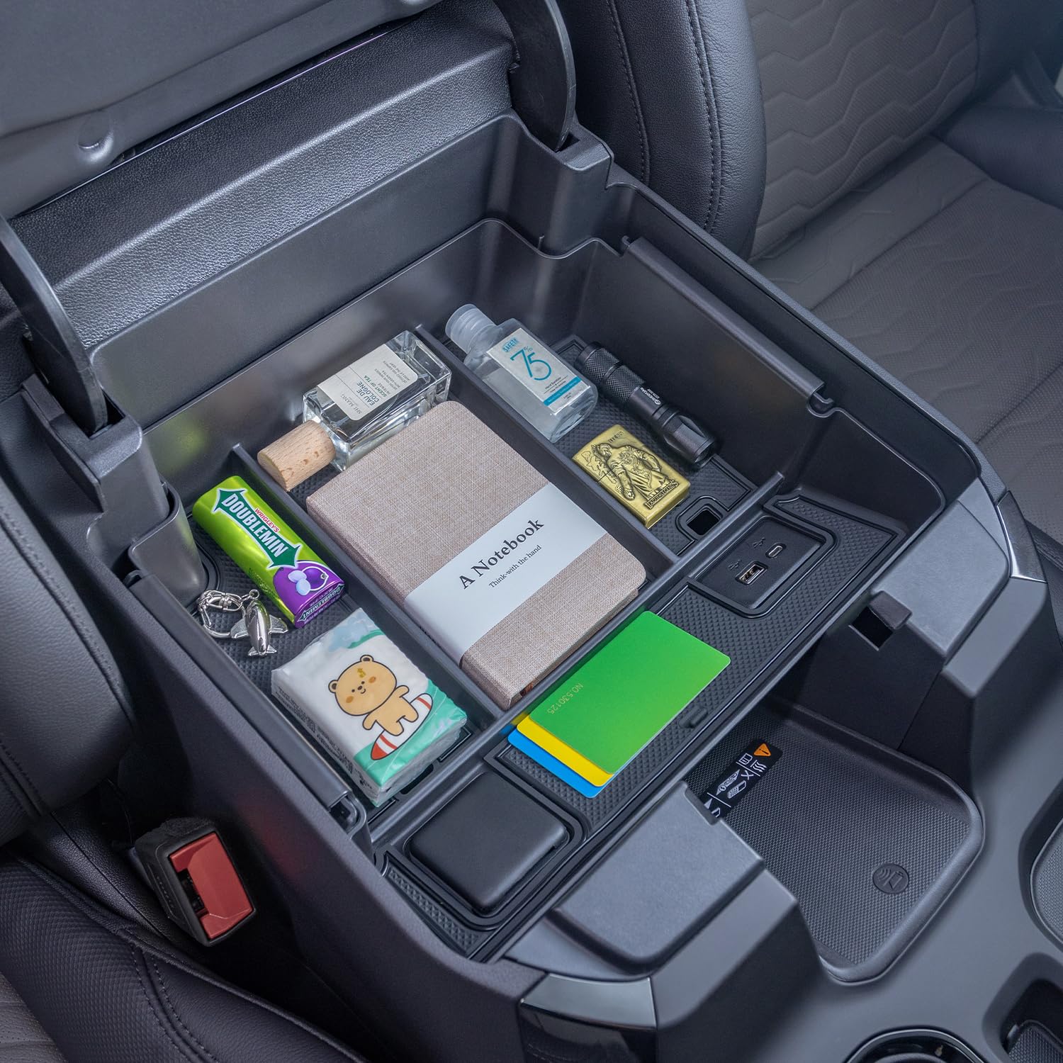 PIMCAR center console organizer easy installation with no major modifications.