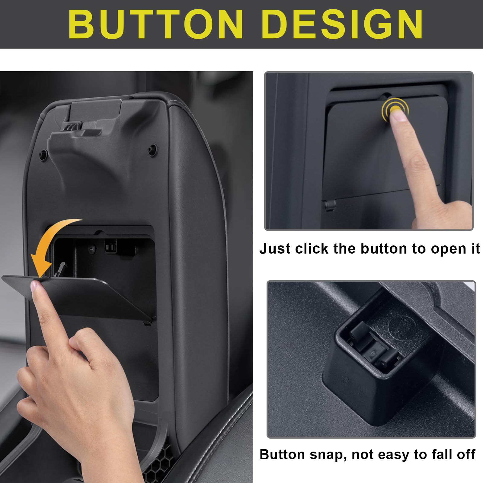 PIMCAR hidden armrest storage box with matte finish offers discreet organization under the cup holder