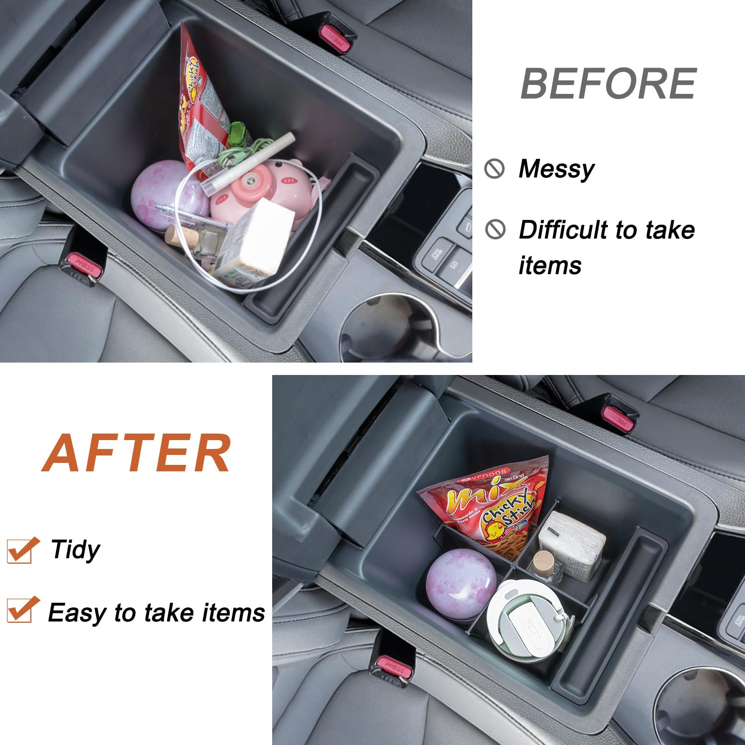 PIMCAR hidden storage fitment demonstrates seamless armrest integration.