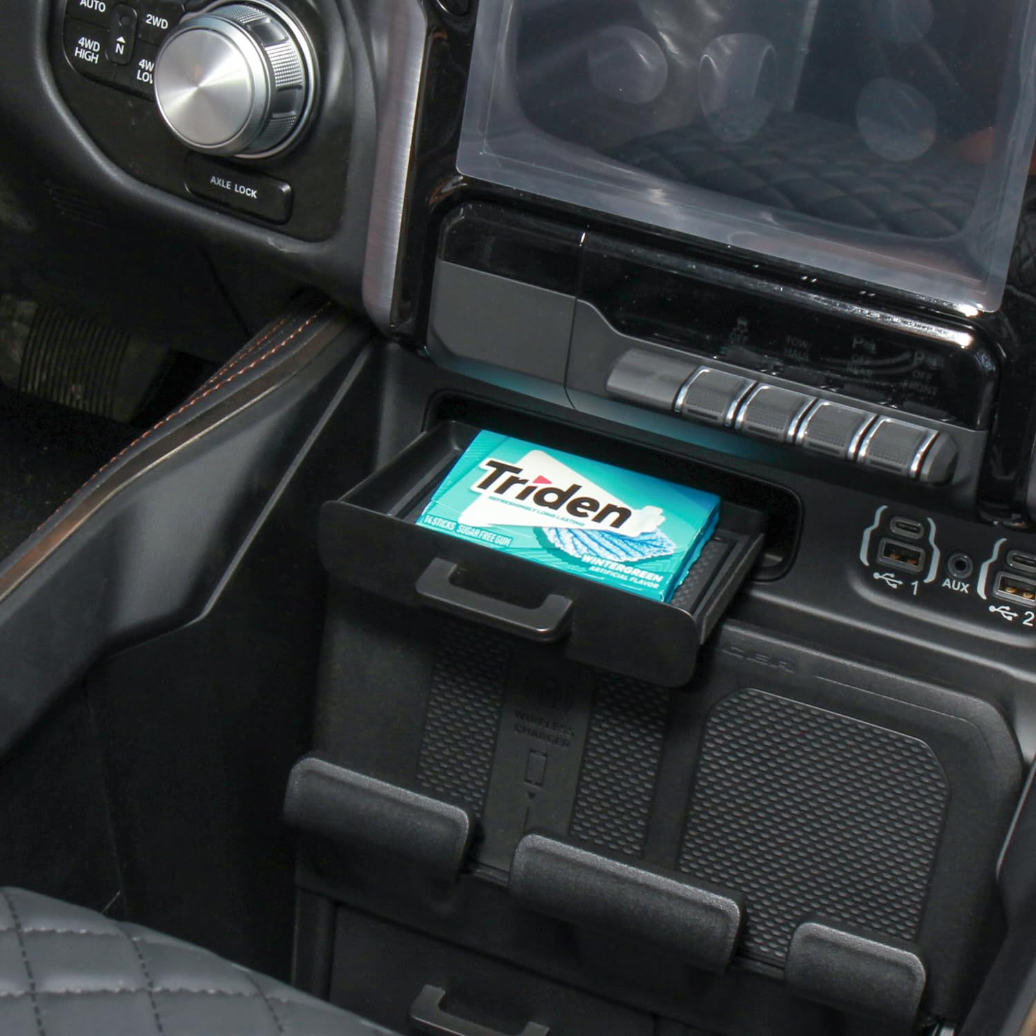 PIMCAR interior drawer insert provides extra hidden space for receipts while driving.