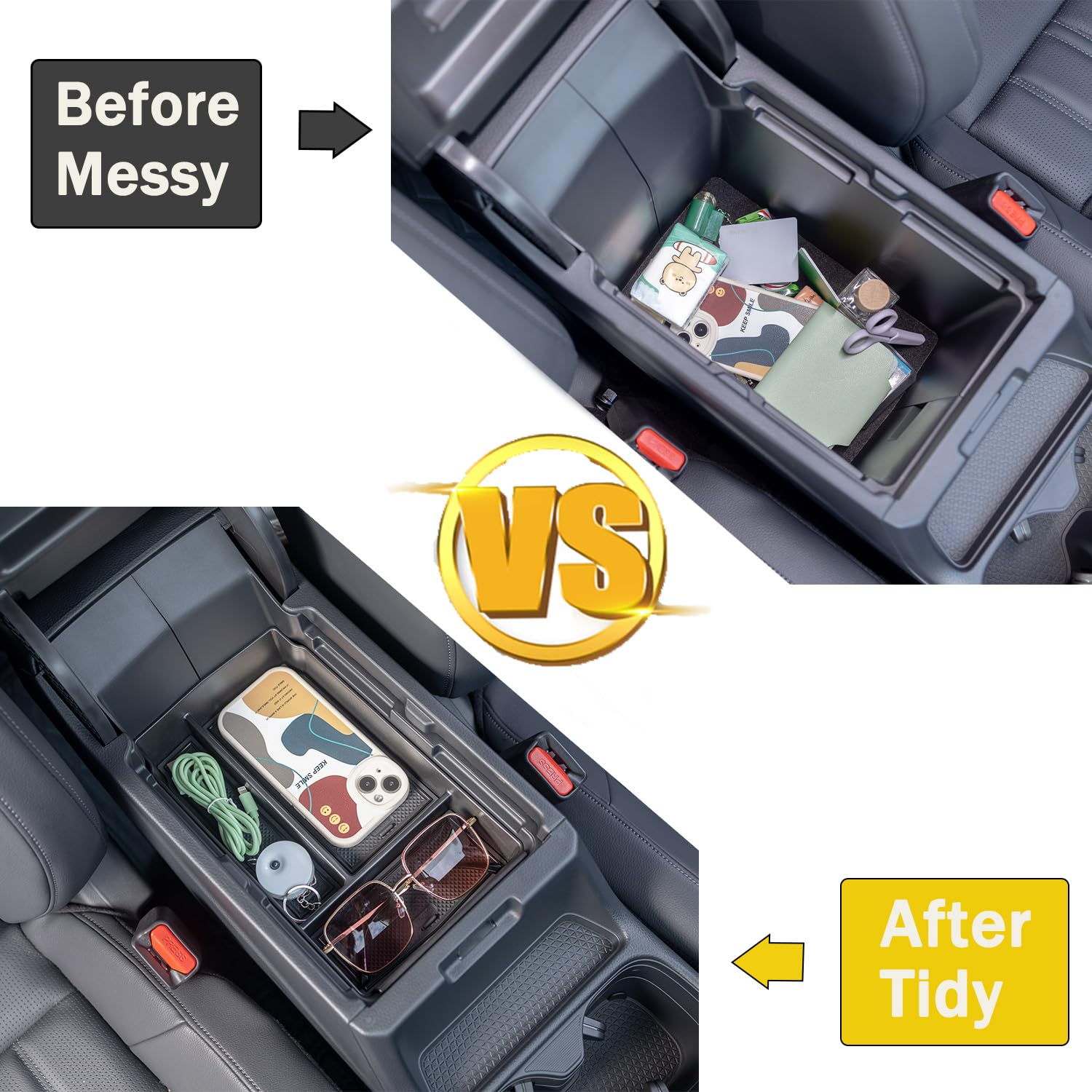 PIMCAR non-slip rubber pads prevent items from sliding in CR-V console