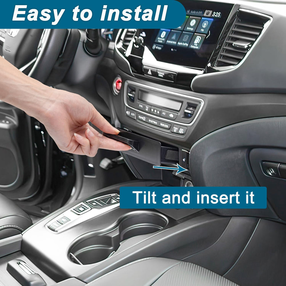PIMCAR removable tray for Passport cubby helps cables and keys stay orderly.