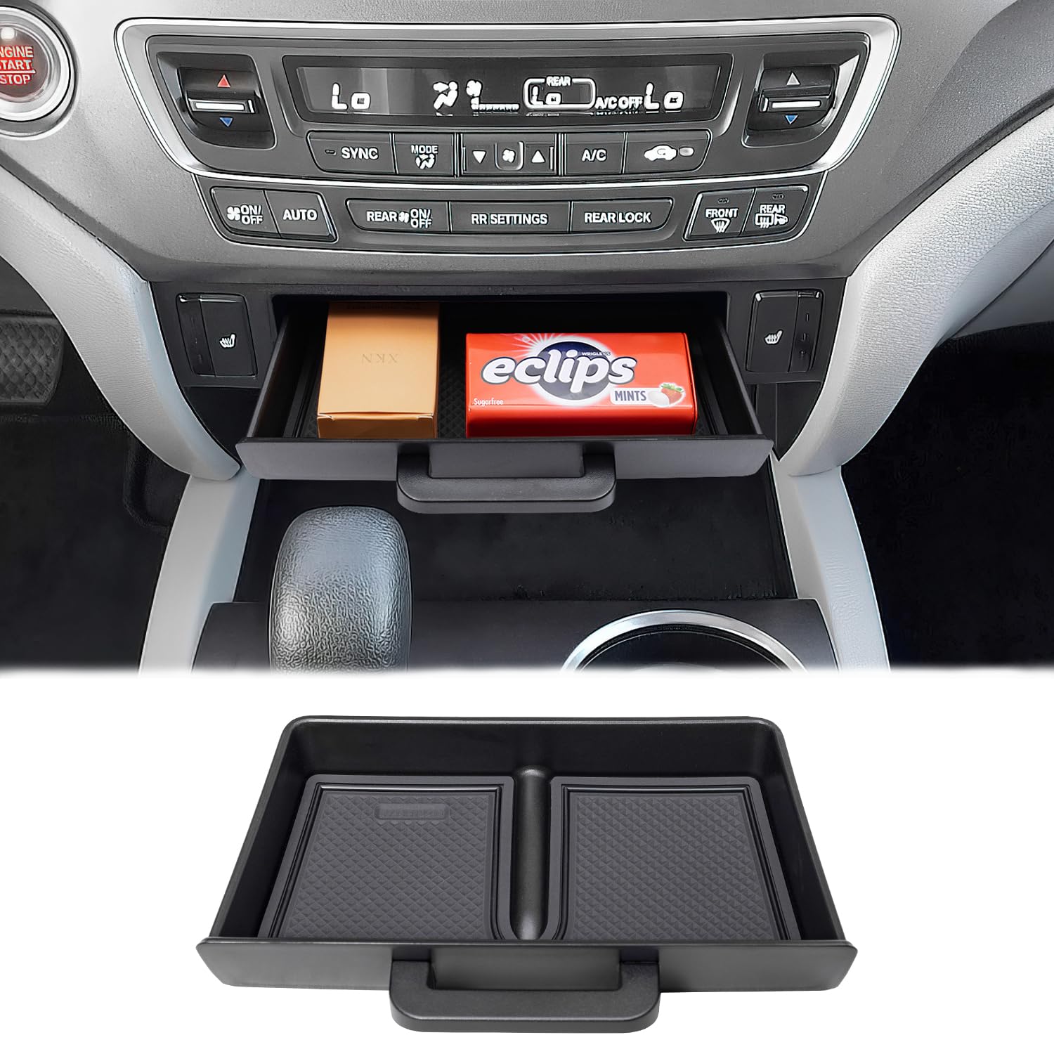 PIMCAR removable tray for Pilot cubby keeps coins organized and small items tidy.