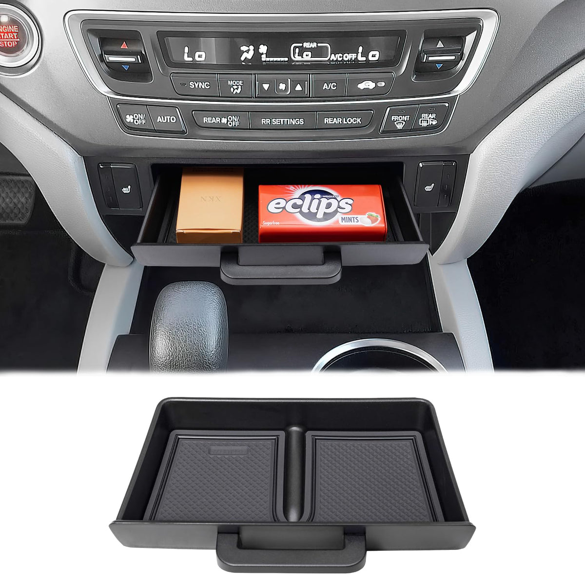 PIMCAR removable tray for Pilot cubby keeps coins organized and small items tidy.