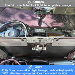 PIMCAR windshield shade for Chevy Silverado 2500HD/3500HD front view reduces interior heat.