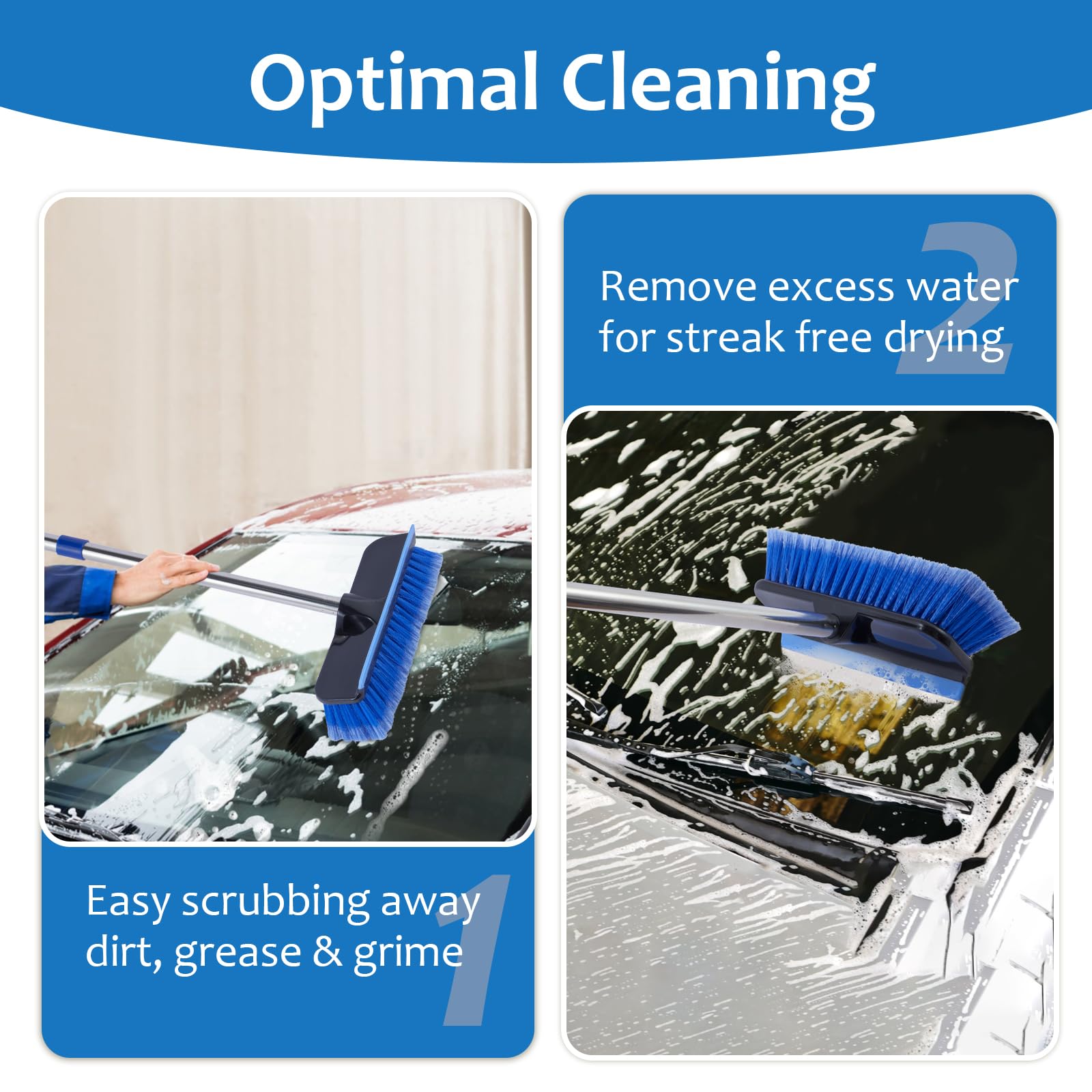 PIMEKOY built-in rubber squeegee for streak-free window finish.