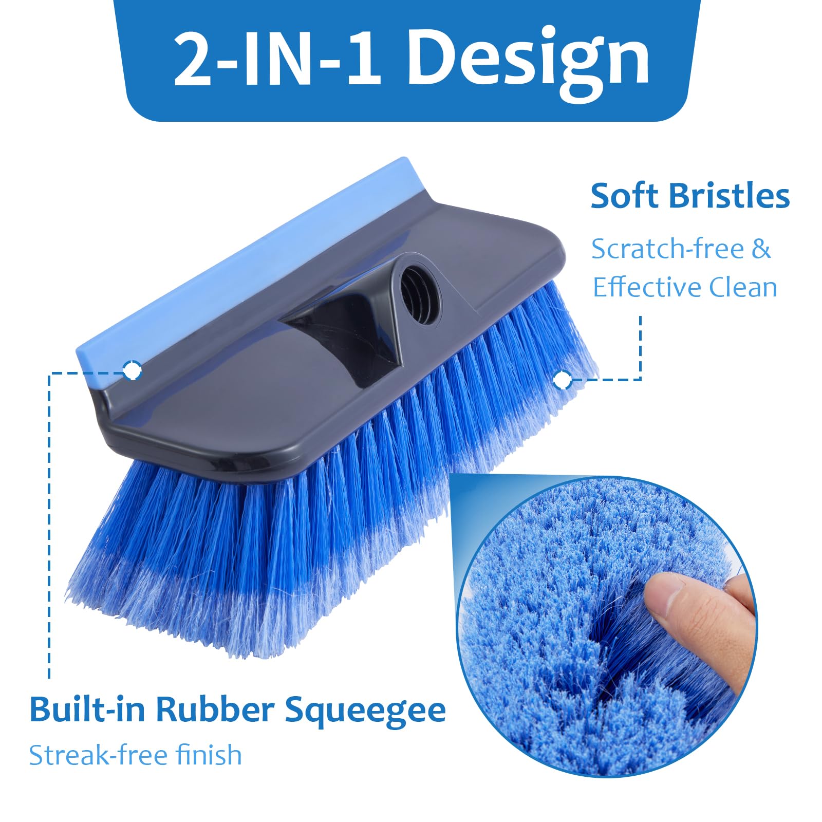 PIMEKOY soft-bristle car brush provides scratch-free cleaning on all surfaces.