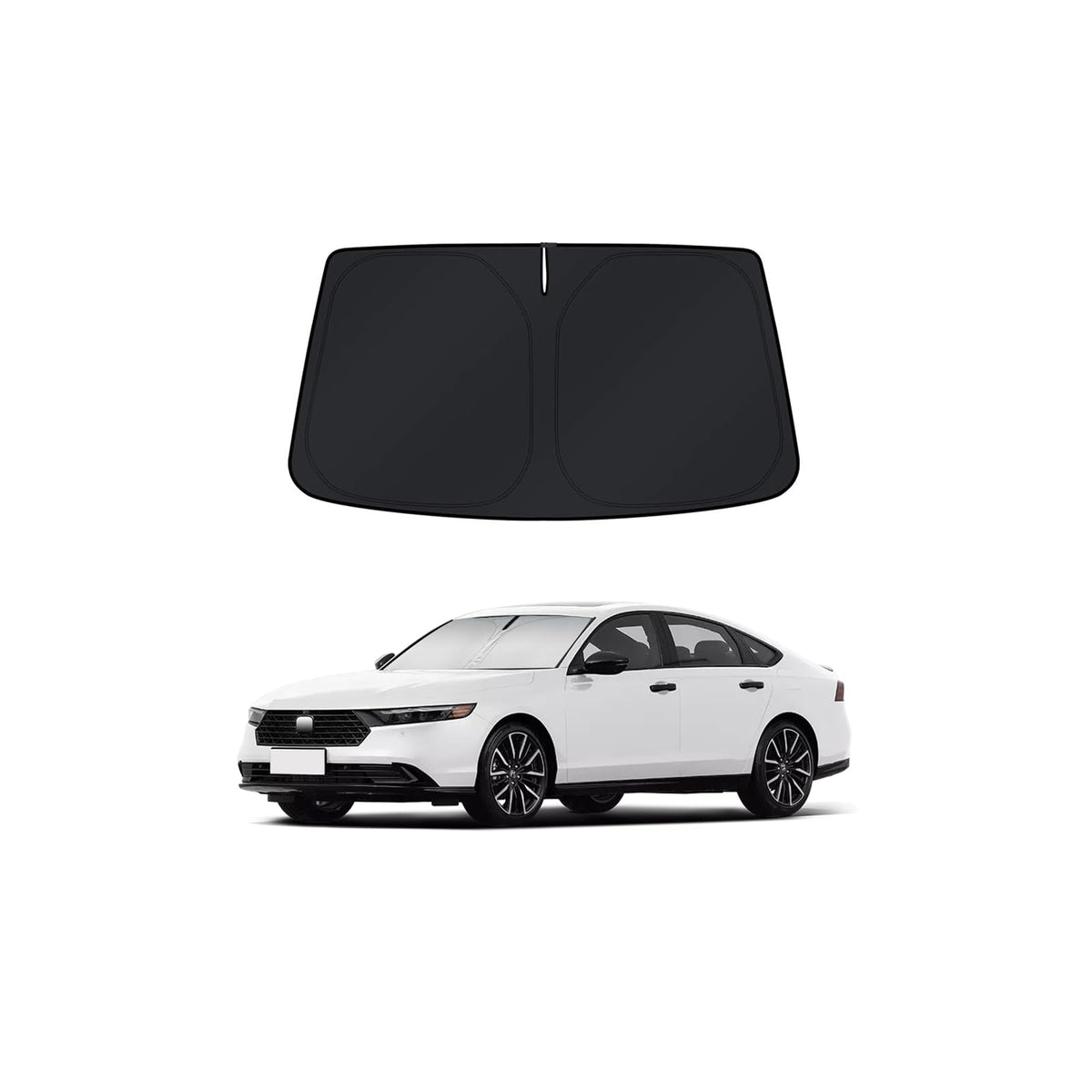 PinBaoLaLa windshield shade on Accord front view reduces heat and glare.