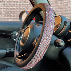 PINCTROT Bling Bling steering cover with crystal rhinestones enhances grip and style.