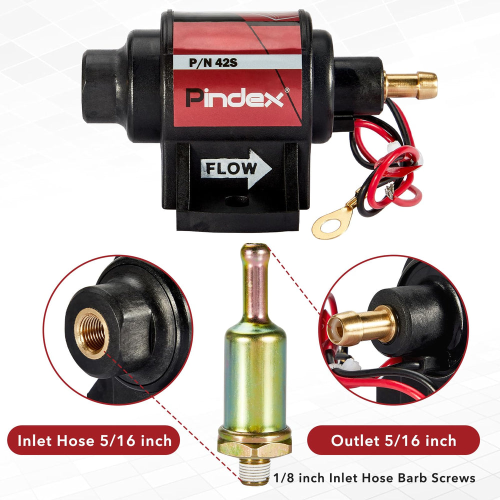 Pindex Universal 12V pump connector harness detail highlights simple wiring.