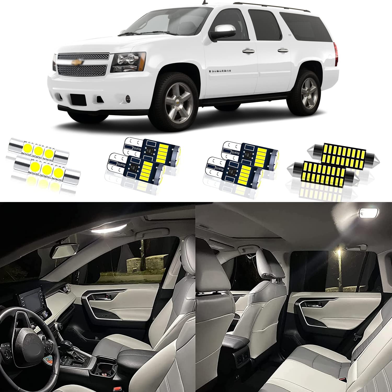 Pinihed Suburban front map lights illuminate the dashboard area for easier night-time reading.