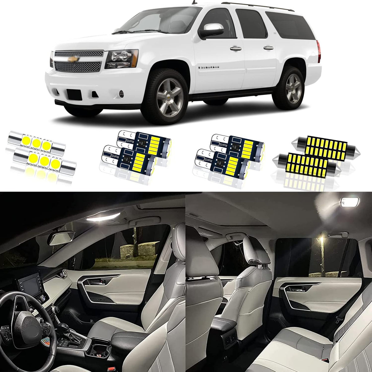 Pinihed Suburban front map lights illuminate the dashboard area for easier night-time reading.