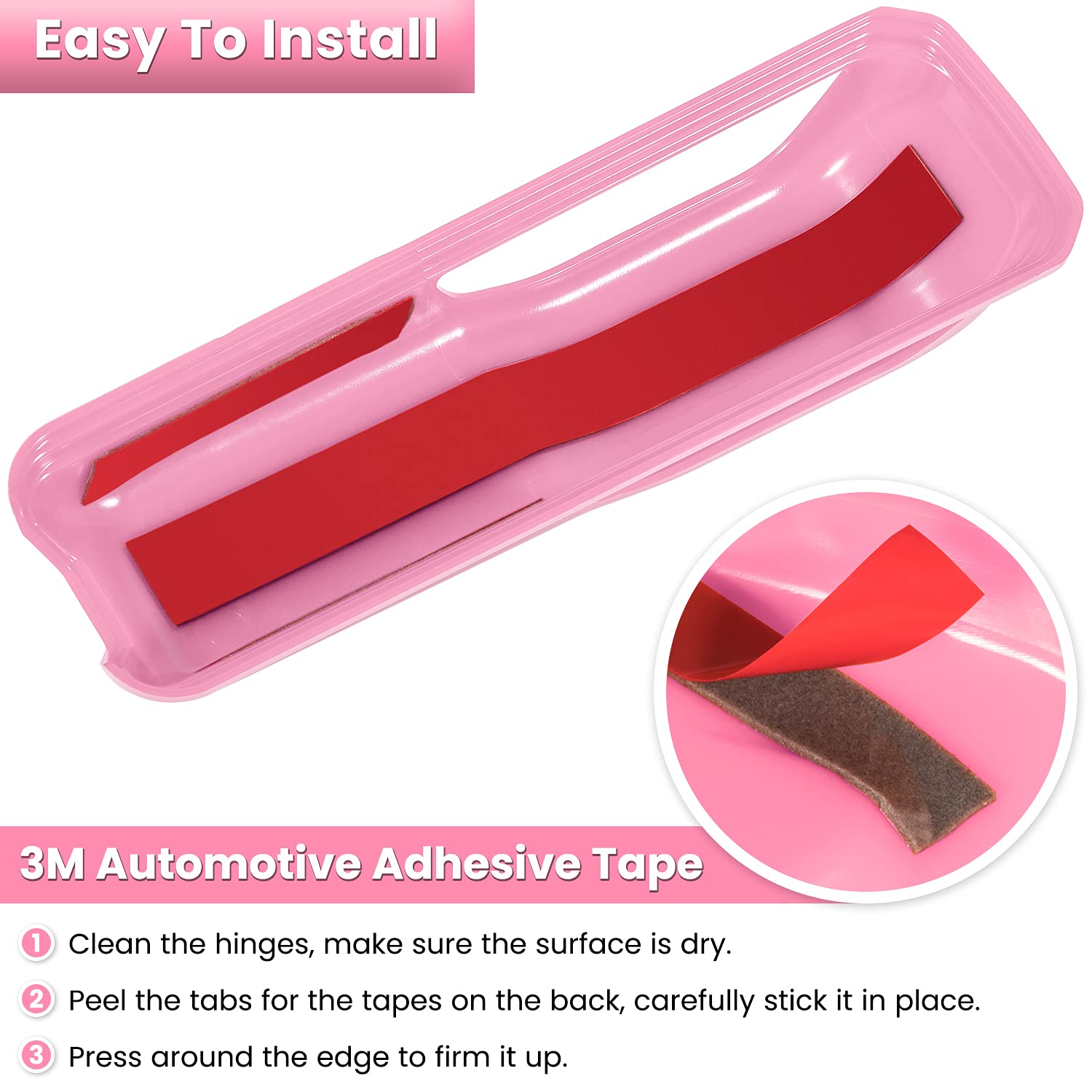 ecowlboy pink hinge trim with 3M adhesive for easy install.