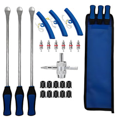 PINKJOY 15-inch tire spoon kit with rim protectors for safer rim handling.