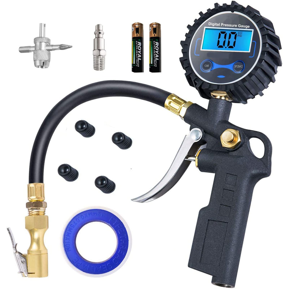 PinkJOY digital tire pressure gauge display provides precise readings for safe inflation.