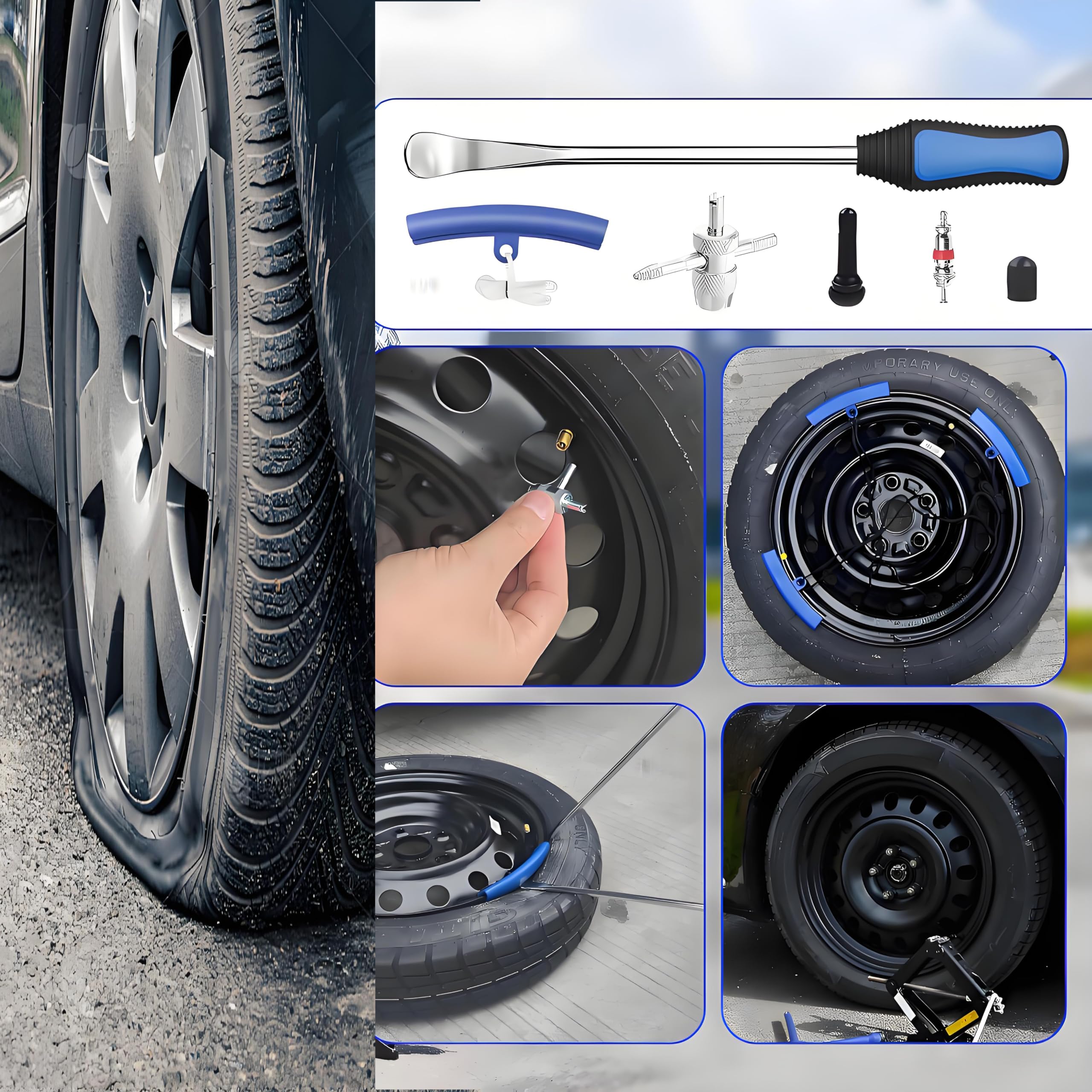 PINKJOY rim protectors protecting rims during tire removal.