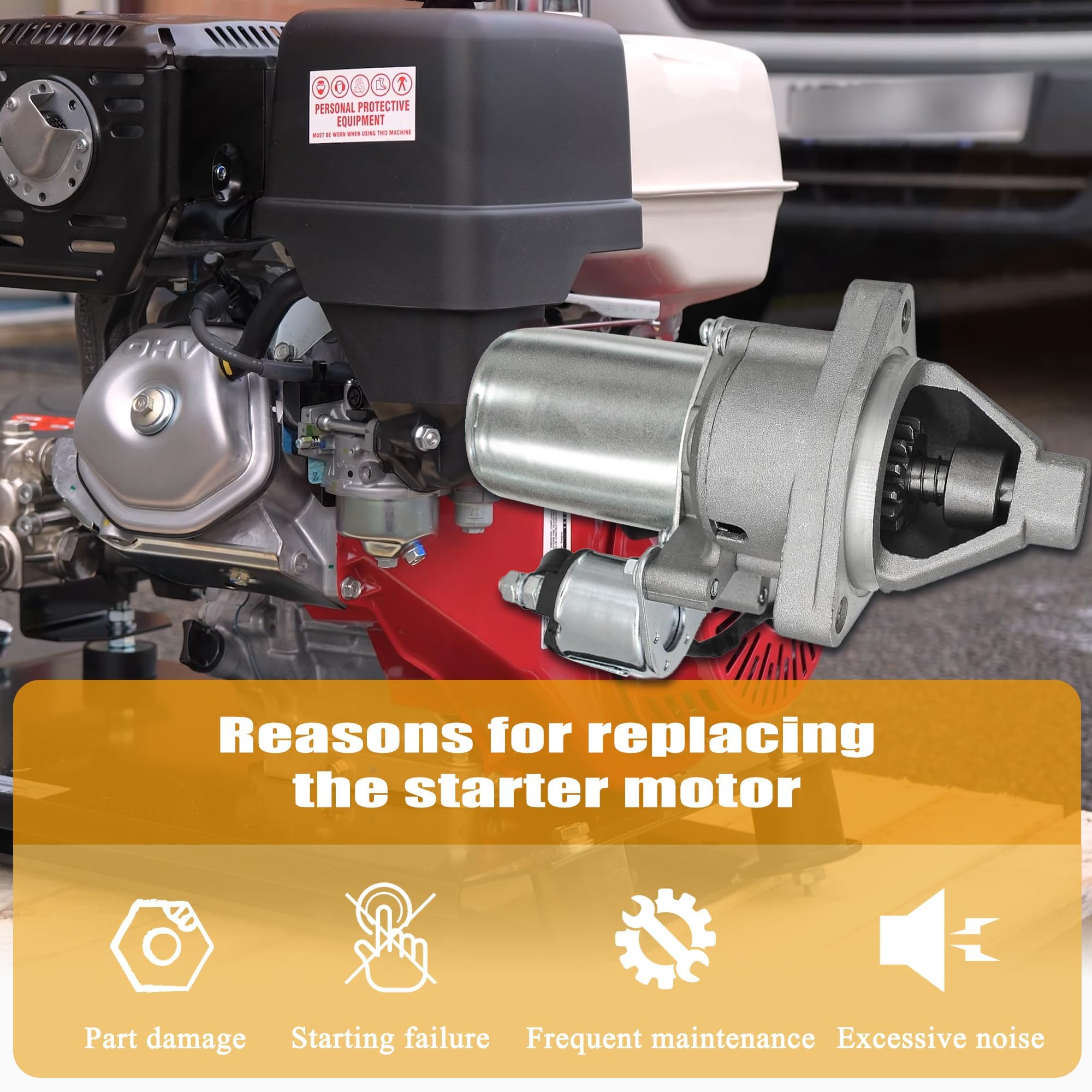 Piogarten starter motor for GP6500; OEM-compatible fit with simple installation.