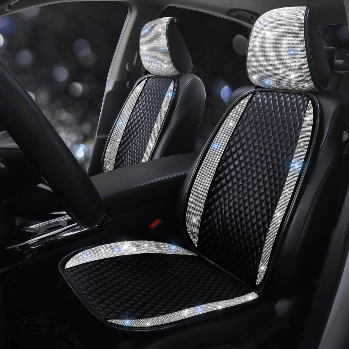 Pirador Bling front seat cover with rhinestones adds glamour and protection.