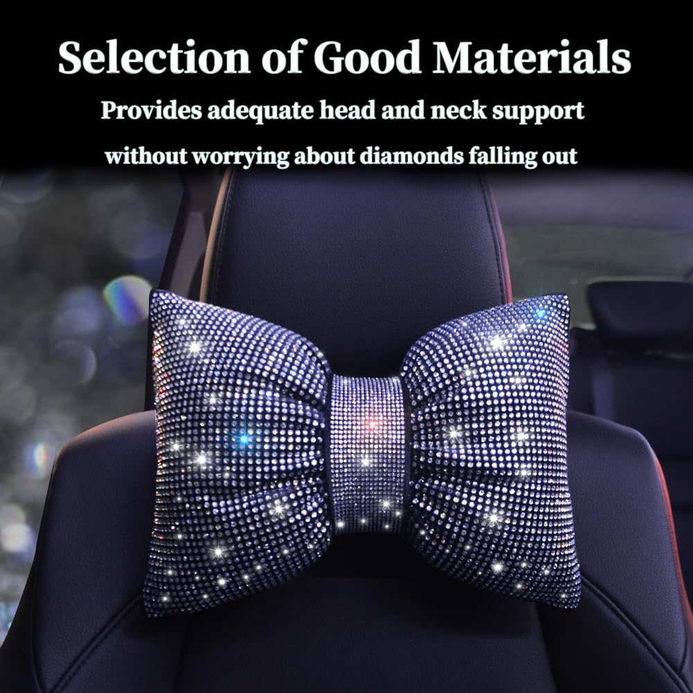 Pirador car neck pillow crystal rhinestones detail for stylish interior flair
