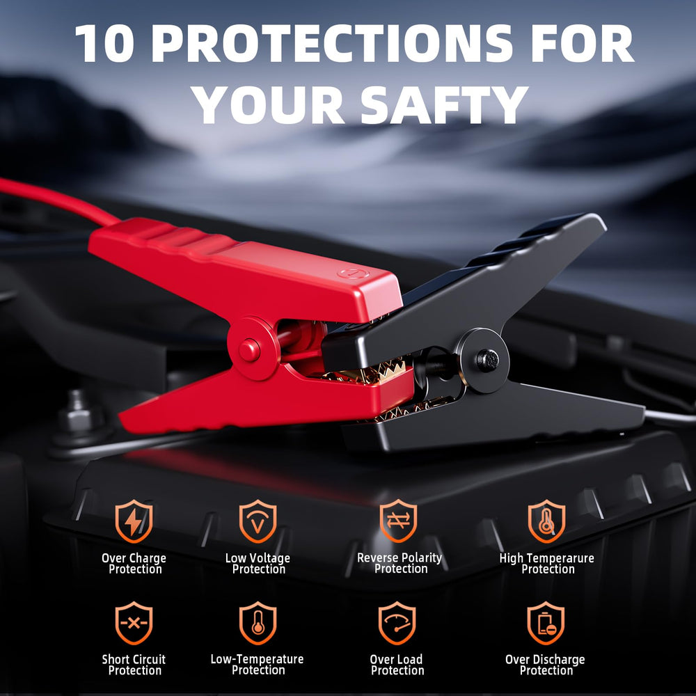 PIRAIL Jump Starter LED light mode assists during roadside use.