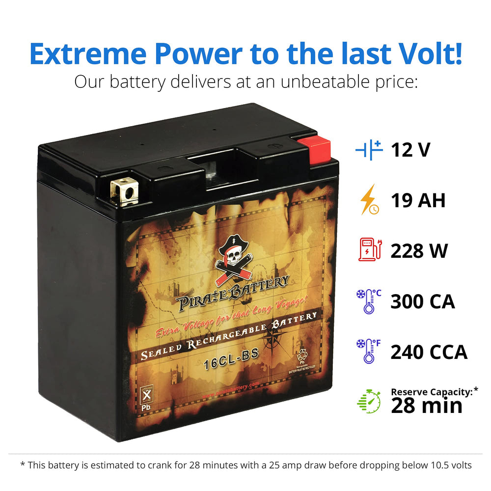 Pirate Battery YB16CL-B Yamaha WaveRunner VX fit, emphasizes quick starts