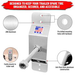 Pit Posse 802 universal tire holder in durable aluminum for many spare sizes.