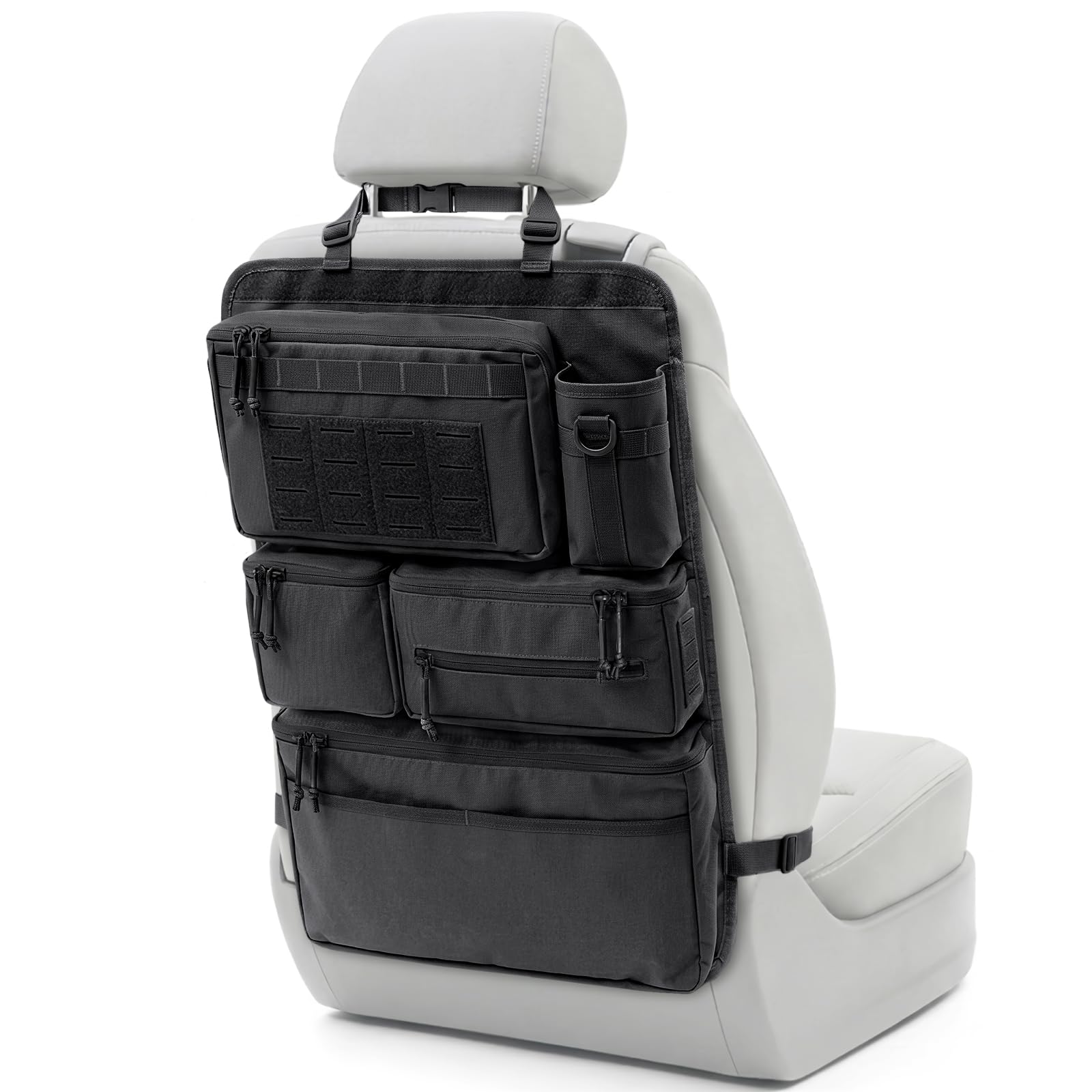 Pitozer front view showing organized pockets and neat storage benefit