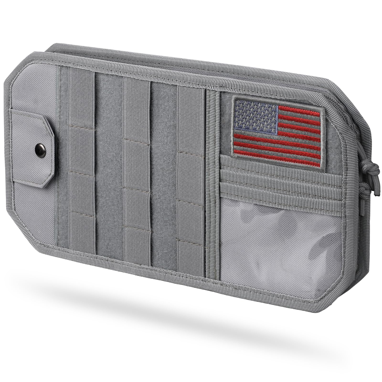 Pitozer MOLLE visor panel organization keeps documents and gear within reach.
