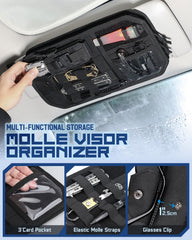 Pitozer visor organizer with large compartment keeps essentials within easy reach.