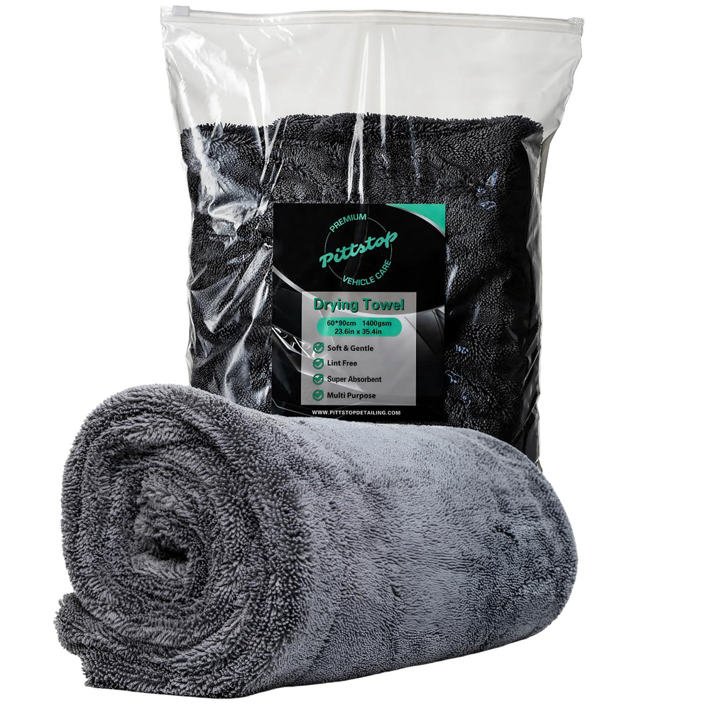 Pittstop Detailing drying microfiber towel 24x35 large for fast water pickup on cars
