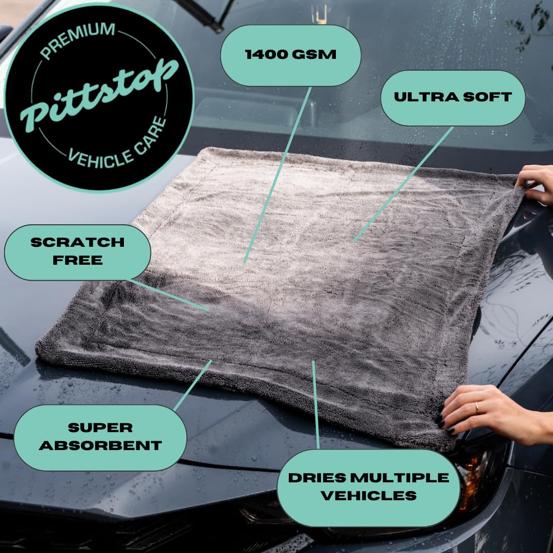 Pittstop Detailing twisted loop microfiber for high absorbency and durability