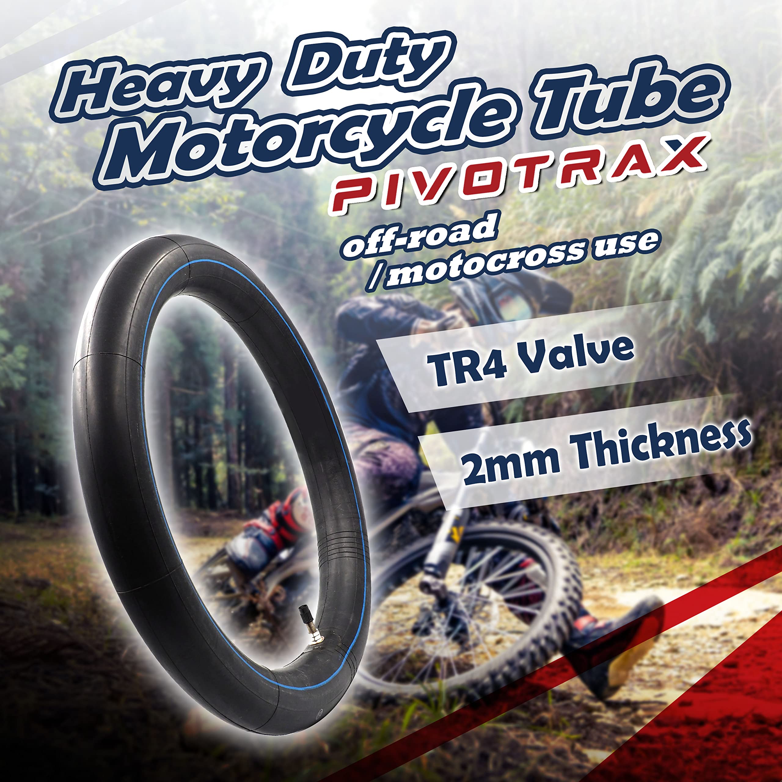 PIVOTRAX 70/100-19 TR4 valve stem designed for reliable inflation