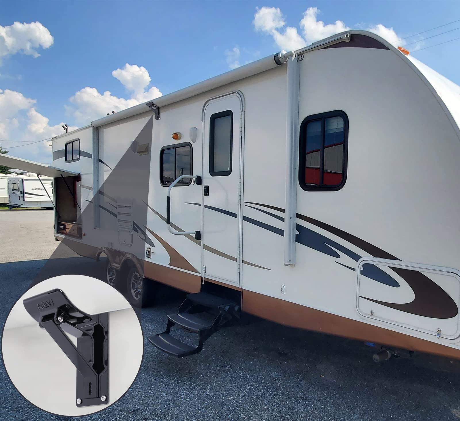 Piwerod awning stability support in wind prevents sagging.