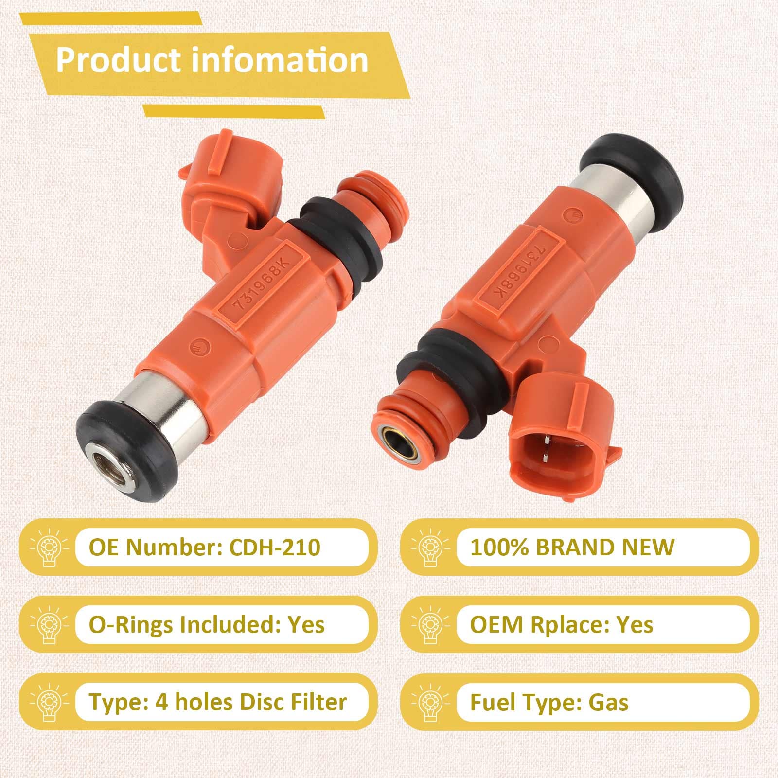 PJVMVO CDH210 injectors with O-rings and gaskets included